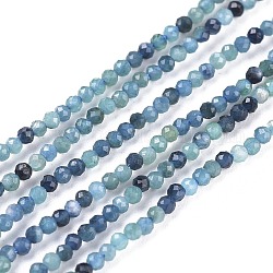 Filo di perline di tormalina blu naturale, tondo, sfaccettato, 2mm, Foro: 0.5 mm, circa 185~230pcs/filo, 15.35 pollice (39 cm)