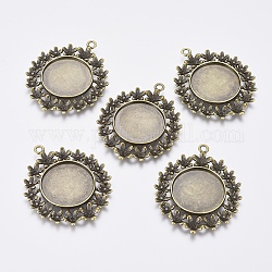 Alloy Rhinestone Pendant Cabochon Settings, Cadmium Free & Lead Free, DIY Findings for Jewelry Making, Flat Round, Antique Bronze Color, about 42mm wide, 52mm long, 2mm thick, Hole: 3mm, Tray: 26mm
