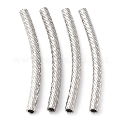 Perlas de tubo de 304 acero inoxidable, tubo curvado, color acero inoxidable, 50x4mm, agujero: 2.5 mm