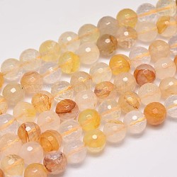 Fili di perle rotonde di quarzo ematoide giallo naturale sfaccettato, quarzo ferruginoso, 6mm, Foro: 1 mm, circa 63pcs/filo, 15 pollice