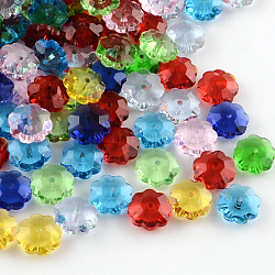 Transparent Glass Beads, Marguerite Beads, Faceted Flower, Mixed Color, 9.5~10x4mm, Hole: 1mm