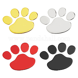 SUPERFINDINGS 8 Sheets 4 Colors Cute PVC Self Adhesive Car Stickers, Waterproof 3D Paw Print Car Decorative Decals for Vehicle Decoration, Mixed Color, 69x150x0.8mm, Sticker: 60x70mm, 2 sheets/color