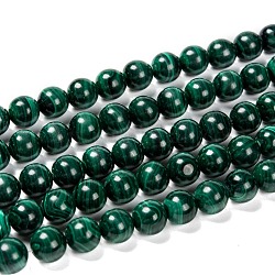 Chapelets de perles en malachite naturelle, ronde, 8mm, Trou: 1mm, Environ 49 pcs/chapelet, 15.5 pouce (39.5 cm)