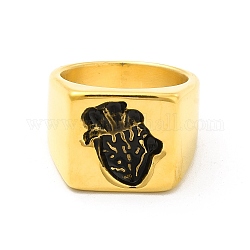 Сердце 304 перстни из нержавеющей стали для мужчин, широкая полоса кольца, античное золото , 6.5~16 мм, внутренний диаметр: размер США 9 1/2 (19.3 мм)