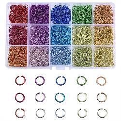 1500pcs 15 anillos de salto de aluminio de colores, anillos del salto abiertos, anillo redondo, color mezclado, 8x1mm, diámetro interior: 6.5 mm