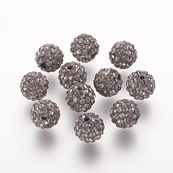 Polymer Ton Strass Perlen, Klasse A, Runde, pflastern Discokugel-Korn, schwarzen Diamanten, 8x7.5 mm, Bohrung: 1 mm