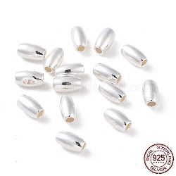 Perles 925 en argent sterling, baril, couleur d'argent, 6x3mm, Trou: 1.4mm, environ 98 pcs/10 g