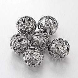Железные круглые филигранные бусины черного цвета металла, филигранный шар, 18 мм, отверстие : 1.5 мм