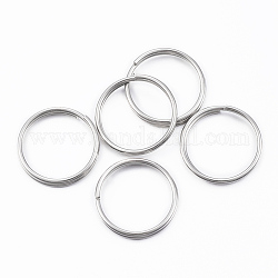 304 anelli portachiavi in ​​acciaio inox, anelli di salto a doppio anello, colore acciaio inossidabile, 18x2.5mm, circa  15mm diametro interno, singolo filo: 1.25mm