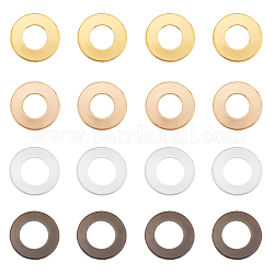 PandaHall Elite Brass Linking Rings, Donut, Mixed Color, 12x1mm, 4 colors, 10pcs/color, 40pcs/box