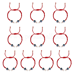 Chgcraft 10 pz braccialetti di collegamento in filo di nylon intrecciato regolabile braccialetto in resina malocchio braccialetto con perline in resina nodo piatto braccialetto semilavorato con perline in ottone e anelli di salto per la creazione di braccialetti fai da te