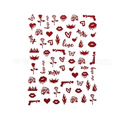 Nail Art Stickers Decals, with Self Adhesive, for Nail Tips Decorations, Lip Pattern, 10x7.9cm