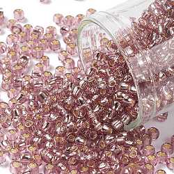 Toho perles de rocaille rondes, Perles de rocaille japonais, (26) améthyste légère doublée d'argent, 8/0, 3mm, Trou: 1mm, environ 222 pcs/10 g