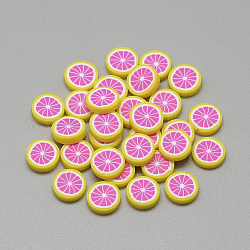 Handgemachter Ton-Cabochon, Obst, neon rosa , 9~10x2~3 mm
