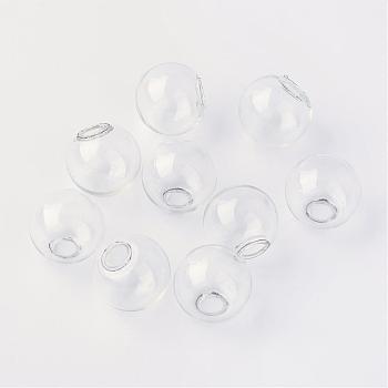 丸い機械化された吹きガラスグローブボールボトル  スタッドピアスや工芸品用  透明  16mm  半分穴：3~5mm