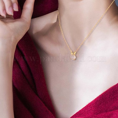Collana Con Ciondolo Coniglio In Zirconia Cubica - Cristallo Lucido, Catena Lunga 70 Cm, Argento, Gioiello Per Donne E Ragazze