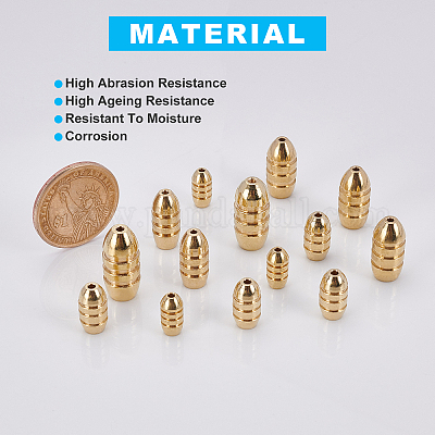 Wholesale Brass Grooved Bullet Shape Weights Fishing Sinkers