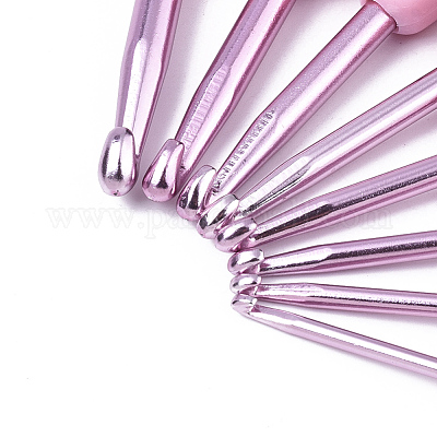 8pcs Aluminum Crochet Hooks Set with ABS Plastic Handle for Braiding  Crochet Sewing Tools Pearl Pink 