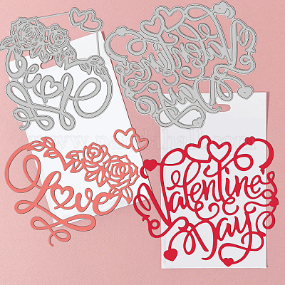 Wholesale 3Pcs 3 Styles Valentine's Day Theme Carbon Steel Cutting Dies  Stencils 