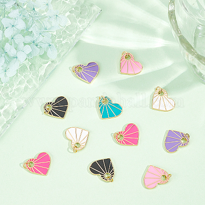 Shop SUPERFINDINGS 12Pcs 6 Colors Heart Brass Enamel Charms Mini Love Gold  Plated Dangle Charms 17x16mm Valentine Love Pendant with Loop Ring 3mm  Inner Diameter for Jewelry Making for Jewelry Making 