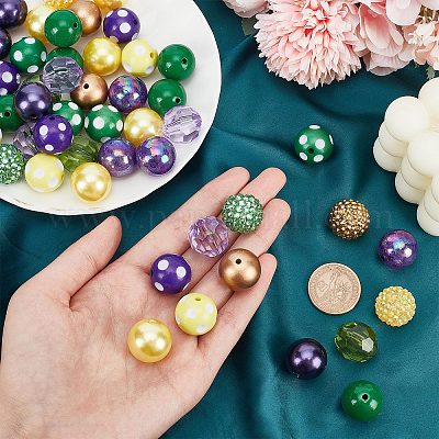 Wholesale PH PandaHall 50pcs 20mm Beads Bubble Gum Beads Chunk Pen Beads  Resin Opaque Beads Acrylic Beads Large Loose Beads for Mardi Gras Memorial  Day Garland Jewelry Bracelet Pen Bag Chain Making