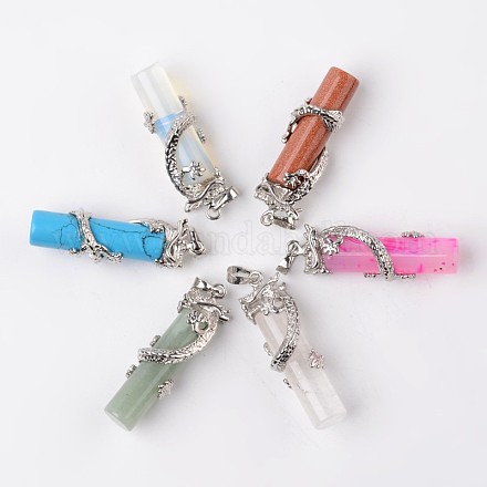 Tube Natural & Synthetic Mixed Stone Pendants G-L455-H-1