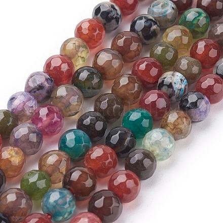 Chapelets de perles en agate naturelle craquelée G-A063-6mm-3-1