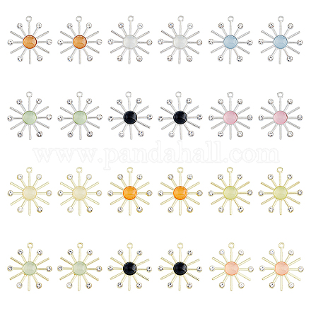 SuperZubehör 24 Stück 12 Farben Katzenaugen-Sonnenanhänger mit Kristall-Strassen FIND-FH0007-93-1