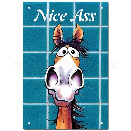 CREATCABIN Funny Donkey Nice Ass Tin Signs Metal Sign Vintage Plaque Poster Wall Art for Restroom Decor Home Bar Pub Cafe Shop Restaurant Bar Sign 8 x 12 Inch AJEW-WH0157-383-1