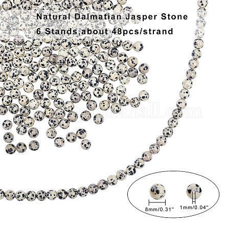Arricraft natürliche dalmatinische Jaspissteinperlenstränge G-AR0001-29-1