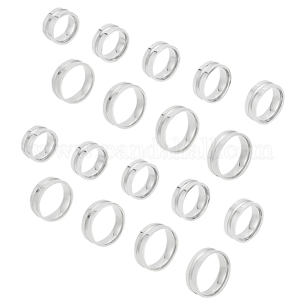 Unicraftale 18Pcs 9 Size 201 Stainless Steel Grooved Finger Ring Settings STAS-UN0047-29-1