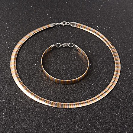 304 ожерелья из нержавеющей стали и браслеты комплекты ювелирных изделий SJEW-O081-14M-1
