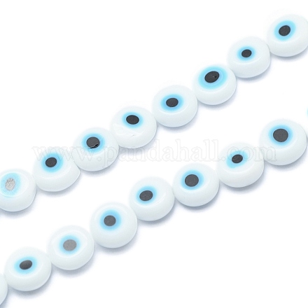 Chapelets de perles rondes de chalumeau manuelles de mauvais œil X-LAMP-L058-8mm-14-1