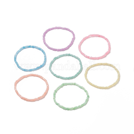 7 Stück 7-farbiges Stretch-Fußkettchen-Set aus Glassamenperlen für Damen AJEW-AN00528-1