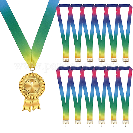 Chgcraft 12 pièces 2 styles de sangles de médaille en polyester rubans de cou de récompense longes de médaille avec fermoirs en alliage pour les compétitions réunion sport fête prix des étudiants AJEW-FG0002-74-1
