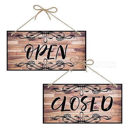 CREATCABIN Open Closed Sign Business Double Sided Sign Waterproof Wood Hanging Plaque Wall Art for Business Door Walls Window Shop Store Bar Hotel Decoration Gift 12 x 6 Inch WOOD-WH0112-83J-1