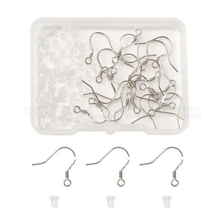 Crochets d'oreilles en 925 argent sterling et poussoirs d'oreilles en plastique DIY-TA0002-30-1