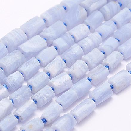 Chapelets de perles en agate avec dentelle bleue naturelle G-F509-63-1