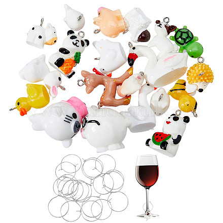 Superfindings fai da te kit per la creazione di ciondoli per bicchieri da vino con animali DIY-FH0005-40-1