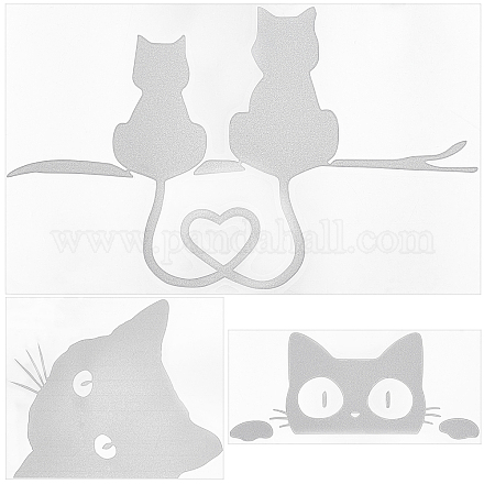 GORGECRAFT 6 Sets Cat Car Sticker Decals Peeking Cat Kitten Face Funny Car Vinyl Window Decal Sticker White Reflective Car Stickers Graphics Suitable for Cars Trucks Motorcycles Laptop Computer DIY-GF0005-53-1