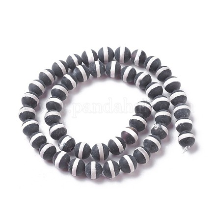 Brins de perles d'agate dzi à motif rayé tibétain naturel G-P425-04-12mm-1