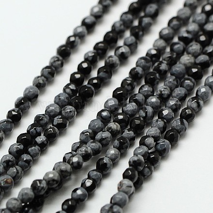 Flocon de neige naturelle chapelets de perles en obsidienne X-G-A129-3mm-12-1