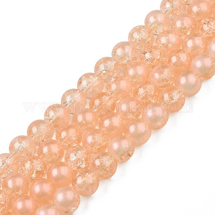 Hebras de perlas de vidrio craquelado translúcido CCG-T003-01K-1