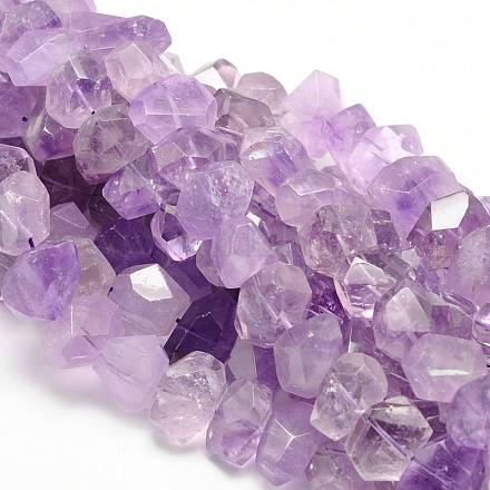 Faceted Nuggets Natural Amethyst Bead Strands G-L425-05-1