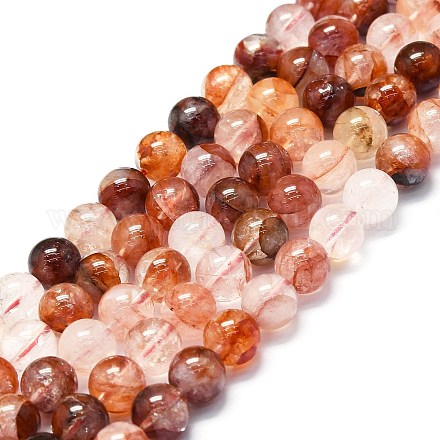 Fili di perle di quarzo ematoide rosso naturale/quarzo ferruginoso G-K245-A02-04-1