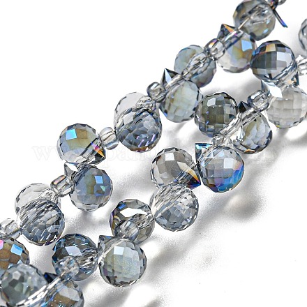 Full Rainbow Plated Electroplate Transparent Glass Beads Strands EGLA-M030-01A-FR03-1