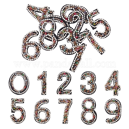 Fingerinspire 10pcs 10 números de estilo coloridos parches de rhinestone DIY-FG0002-80-1