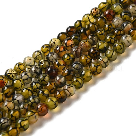Chapelets de perles veines de dragon en agate naturelle X-G-G515-6mm-02A-1