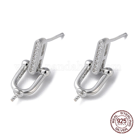 Rhodium Plated 925 Sterling Silver Stud Earring Findings STER-M115-05P-1