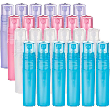 BENECREAT 24 Pack 5ml/0.17oz Mini Frosted Plastic Spray Bottle 4 Color Empty Perfume Sample Bottle for Fragrance MRMJ-BC0001-55-1